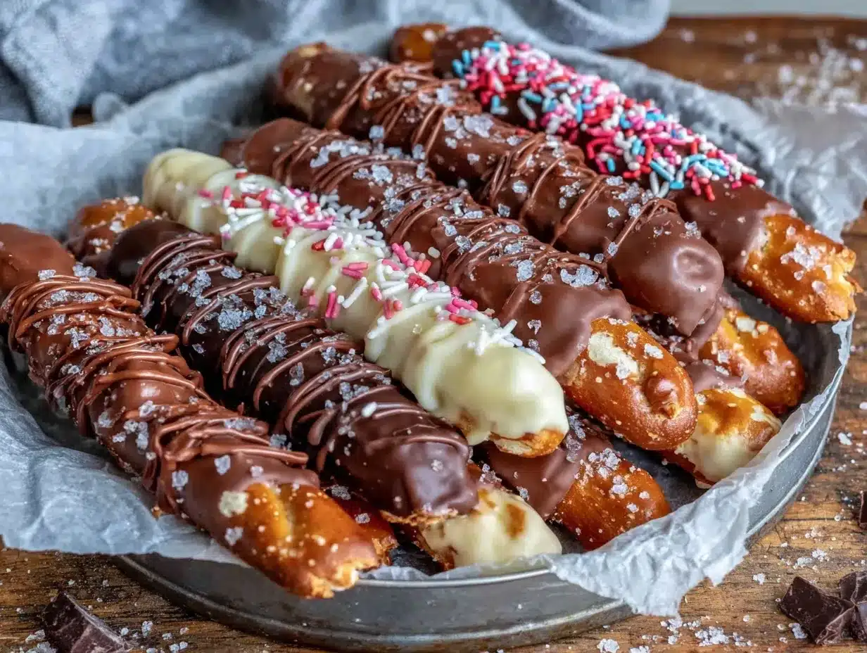 chocolate covered pretzel rods preparation steps