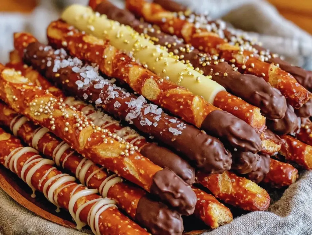chocolate-dipped pretzel wands - featured image