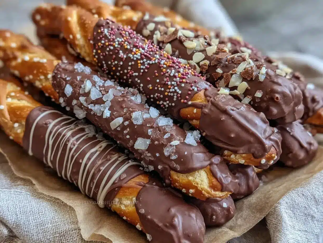 chocolate-dipped pretzel wands preparation steps