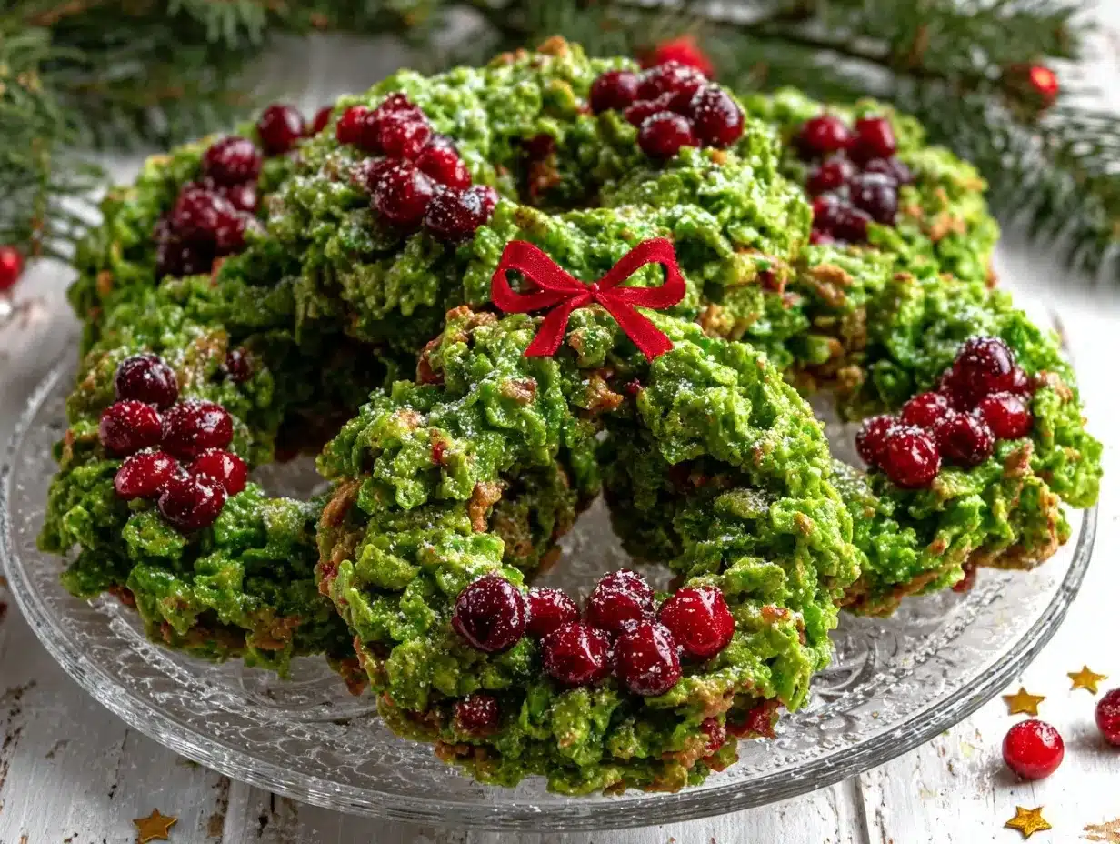 Christmas Cornflake Wreath Cookies preparation steps