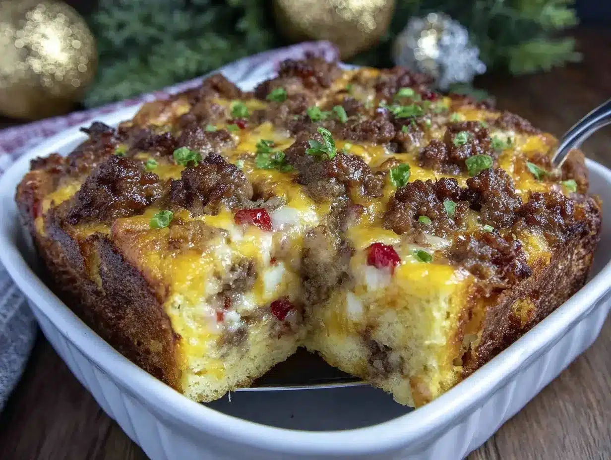 Christmas morning sausage casserole preparation steps