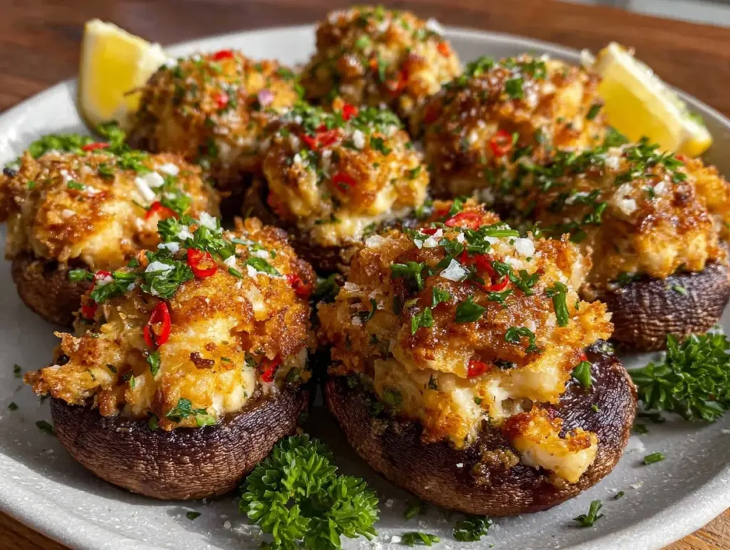 crab stuffed mushrooms - featured image