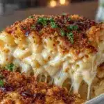 creamy baked mac and cheese - featured image