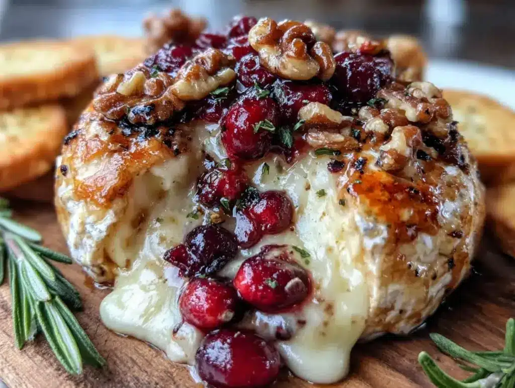 creamy baked stuffed brie - featured image