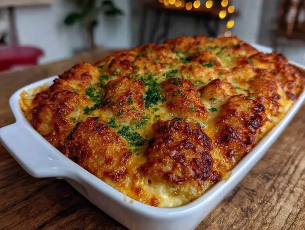 creamy chicken alfredo casserole - featured image