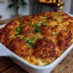 creamy chicken alfredo casserole - featured image