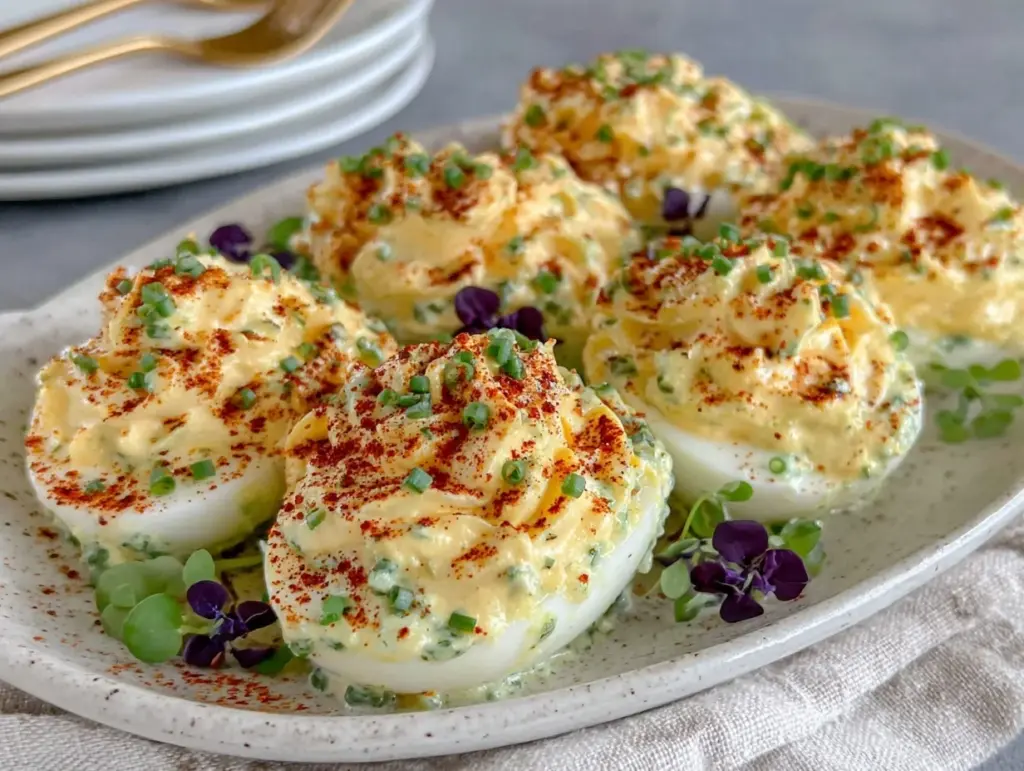 creamy deviled eggs - featured image