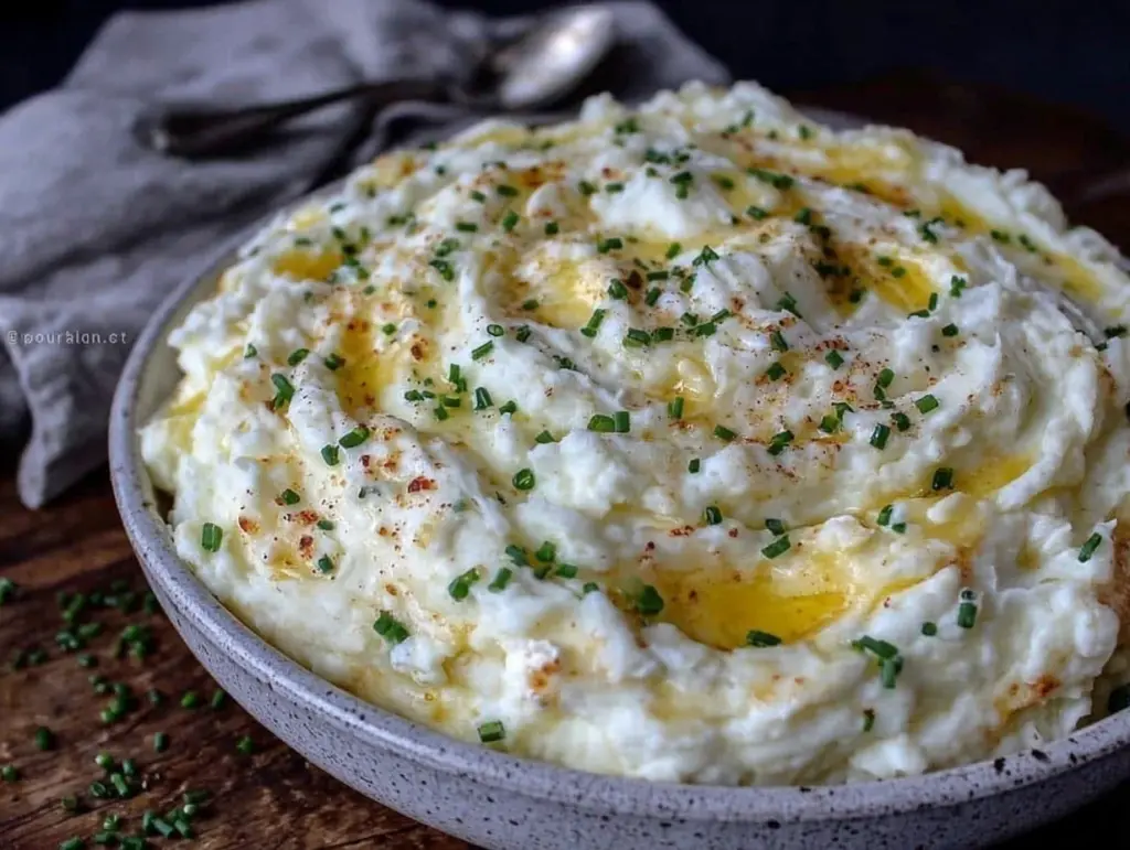 creamy mashed potatoes with cream cheese - featured image