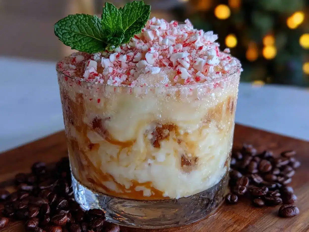 Creamy Peppermint White Russian Cocktail preparation steps