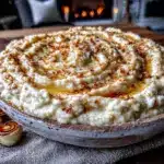 creamy roasted garlic mashed cauliflower - featured image