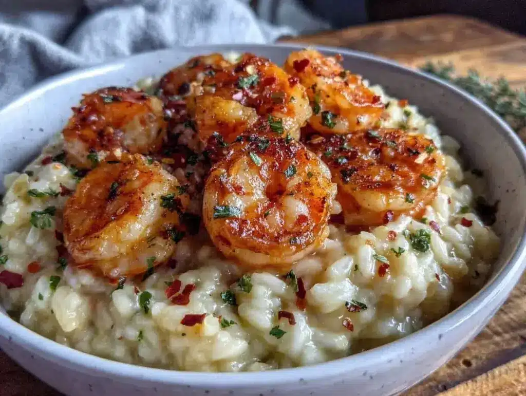 creamy shrimp risotto - featured image