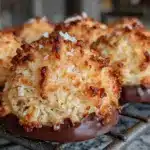 crispy chocolate-dipped coconut macaroons - featured image