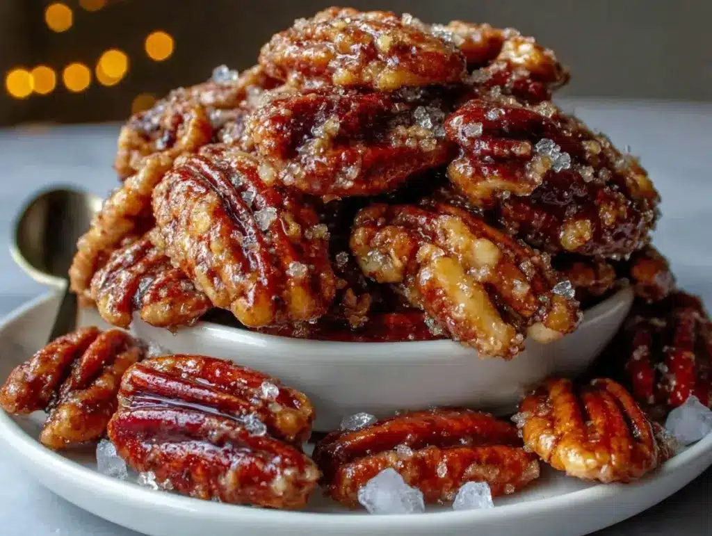 crispy sugar coated pecans - featured image