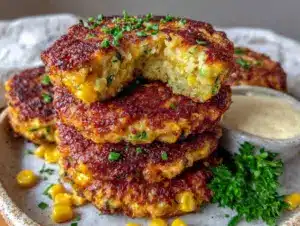 crispy zucchini corn fritters - featured image