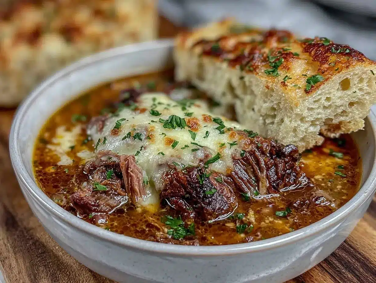 French Onion Beef Short Rib Soup preparation steps