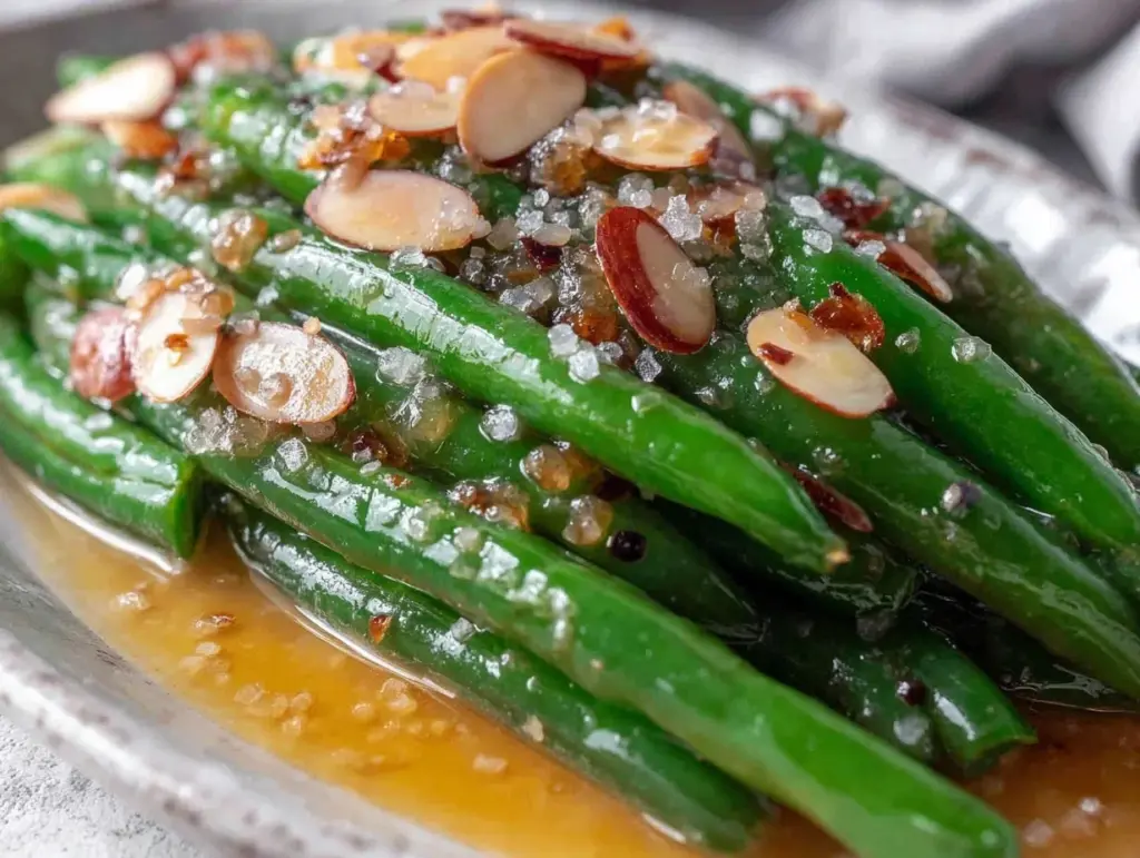 fresh green beans almondine - featured image