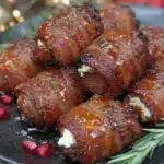 goat cheese stuffed dates wrapped in bacon - featured image