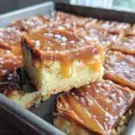 gooey caramel shortbread squares - featured image