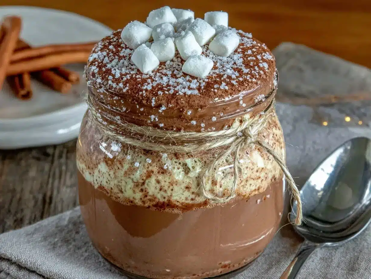 homemade hot chocolate mix in a jar preparation steps