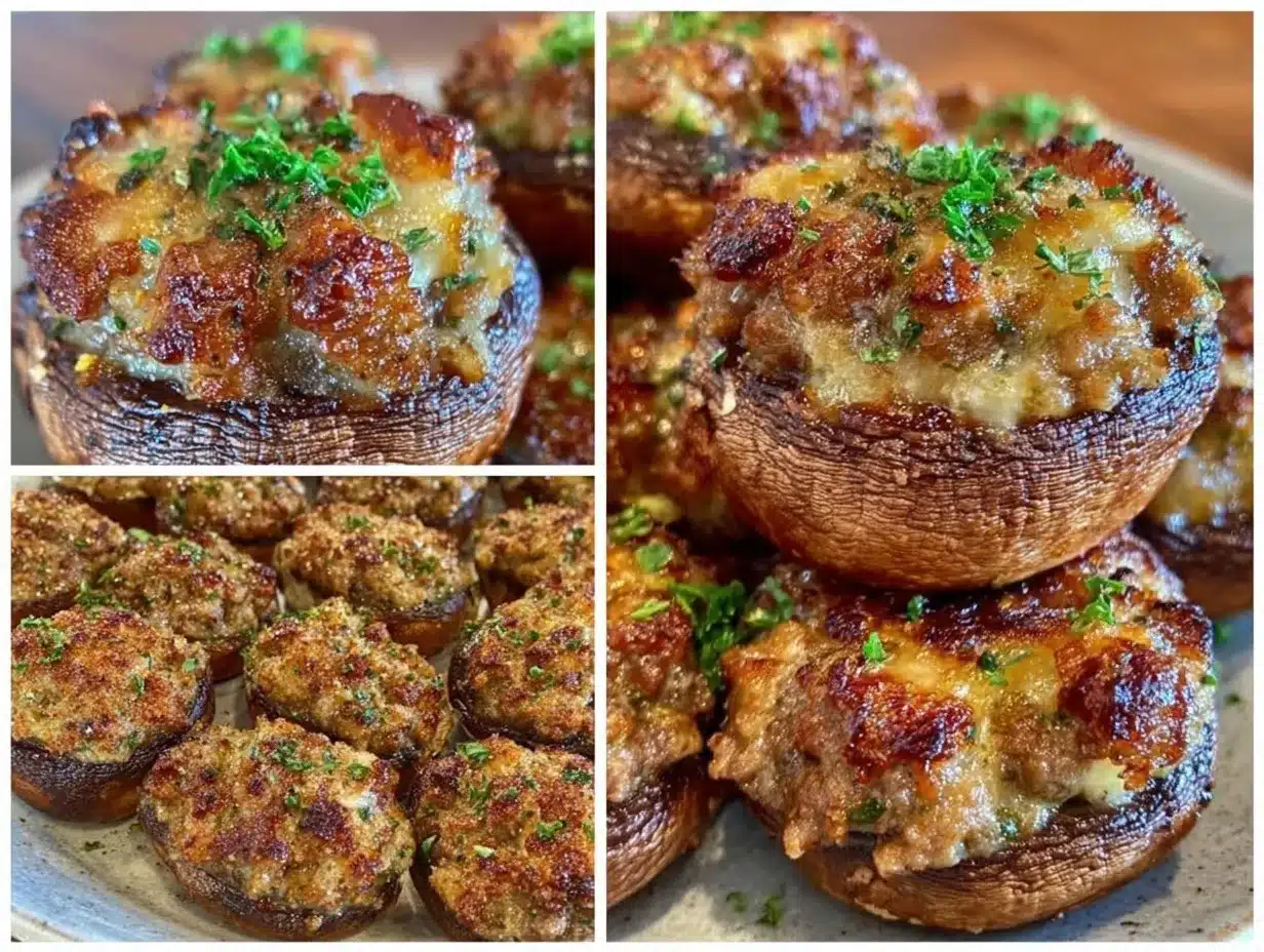 Italian Sausage Stuffed Mushrooms preparation steps
