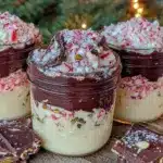 layered holiday bark in jars - featured image