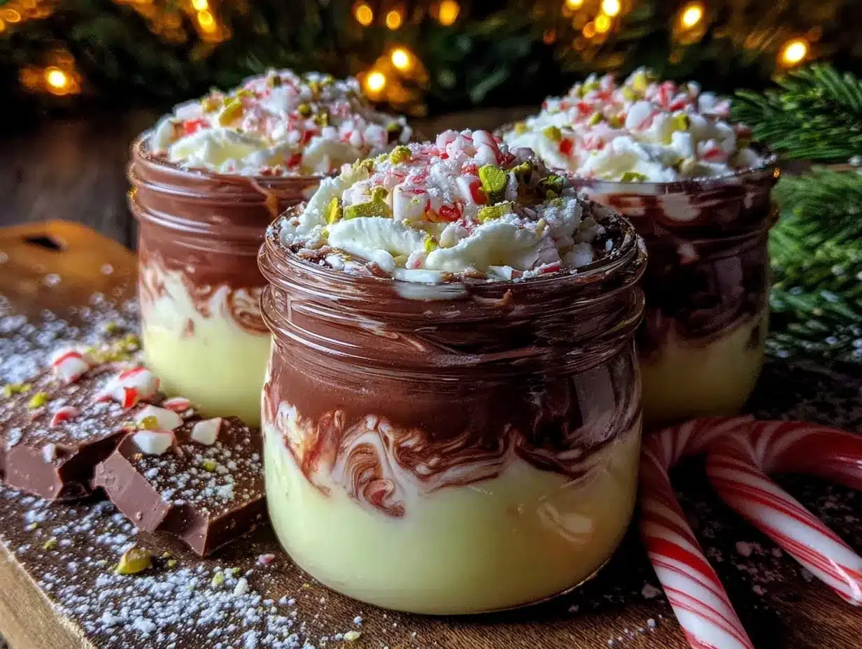layered holiday bark in jars preparation steps