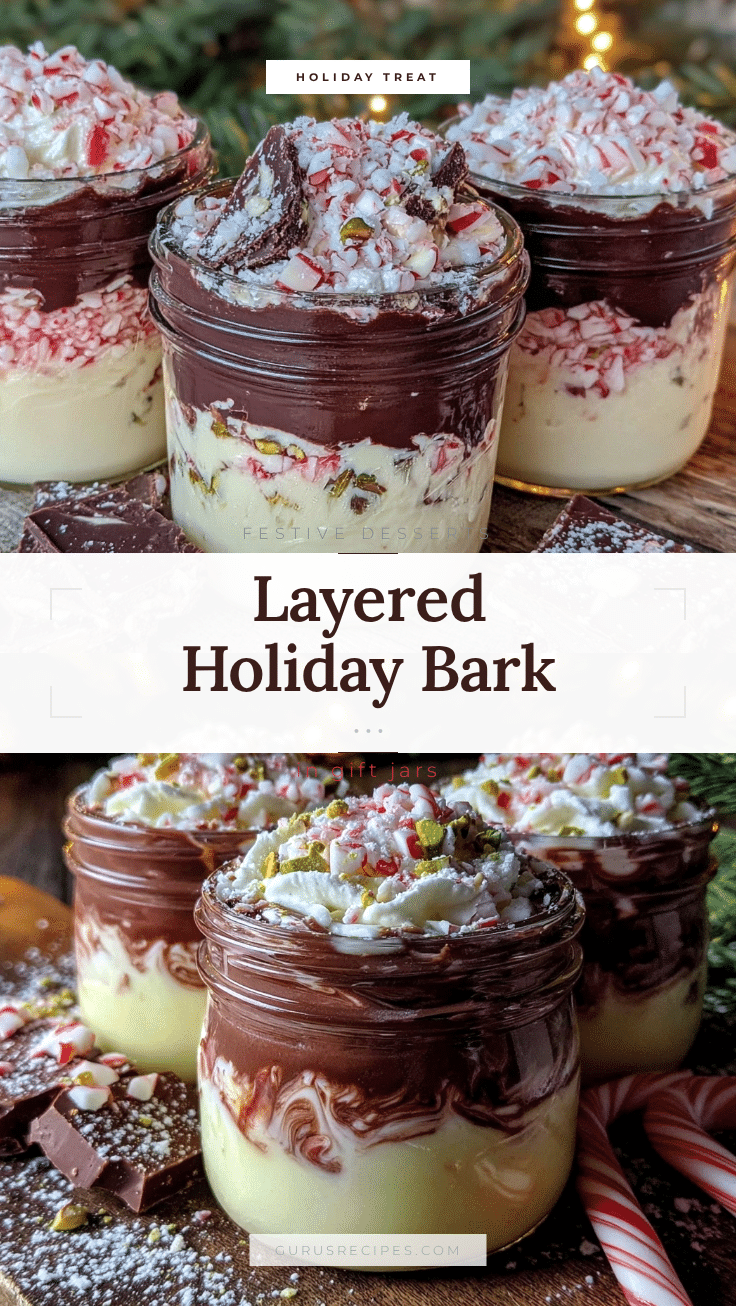 layered holiday bark in jars recipe