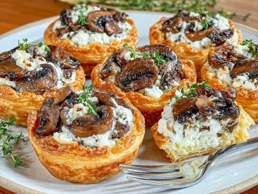 mushroom and goat cheese tarts - featured image