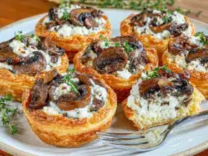 mushroom and goat cheese tarts - featured image