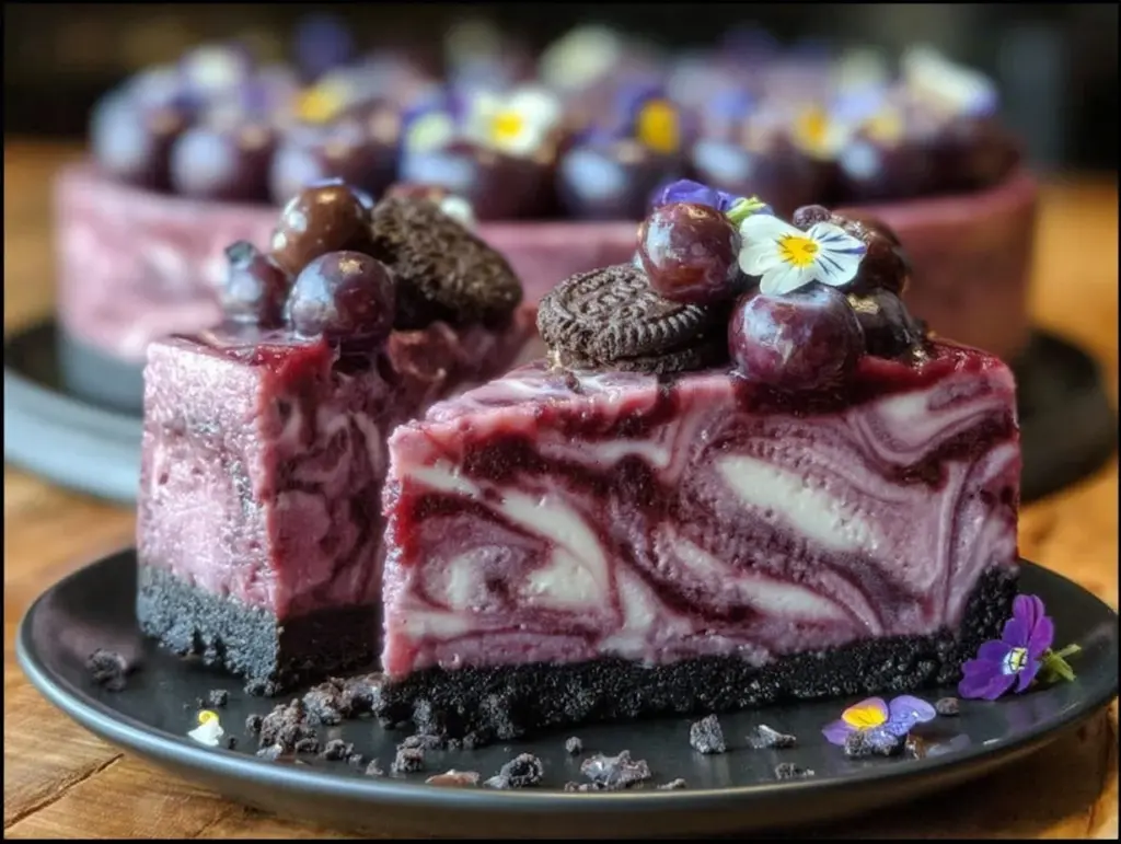 no-bake blueberry swirl cheesecake - featured image