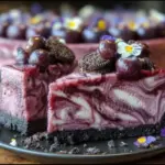 no-bake blueberry swirl cheesecake - featured image