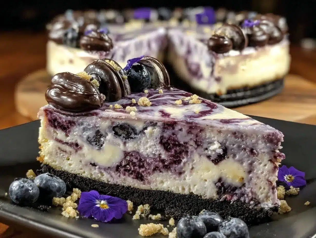 no-bake blueberry swirl cheesecake preparation steps
