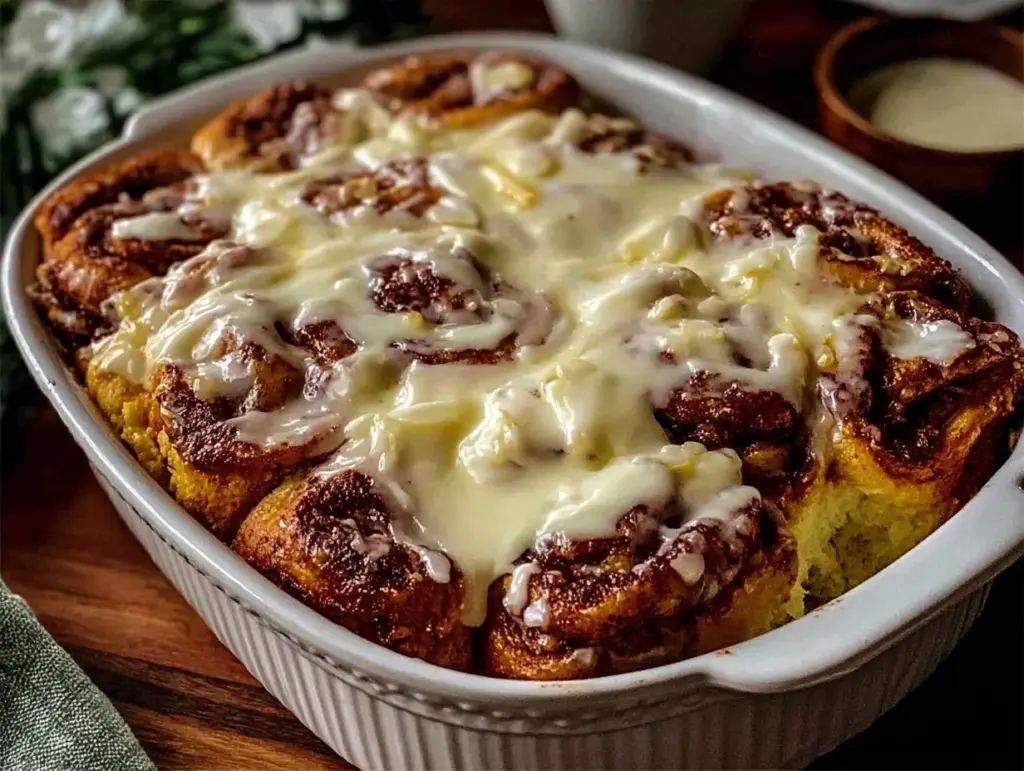 overnight cinnamon roll casserole - featured image