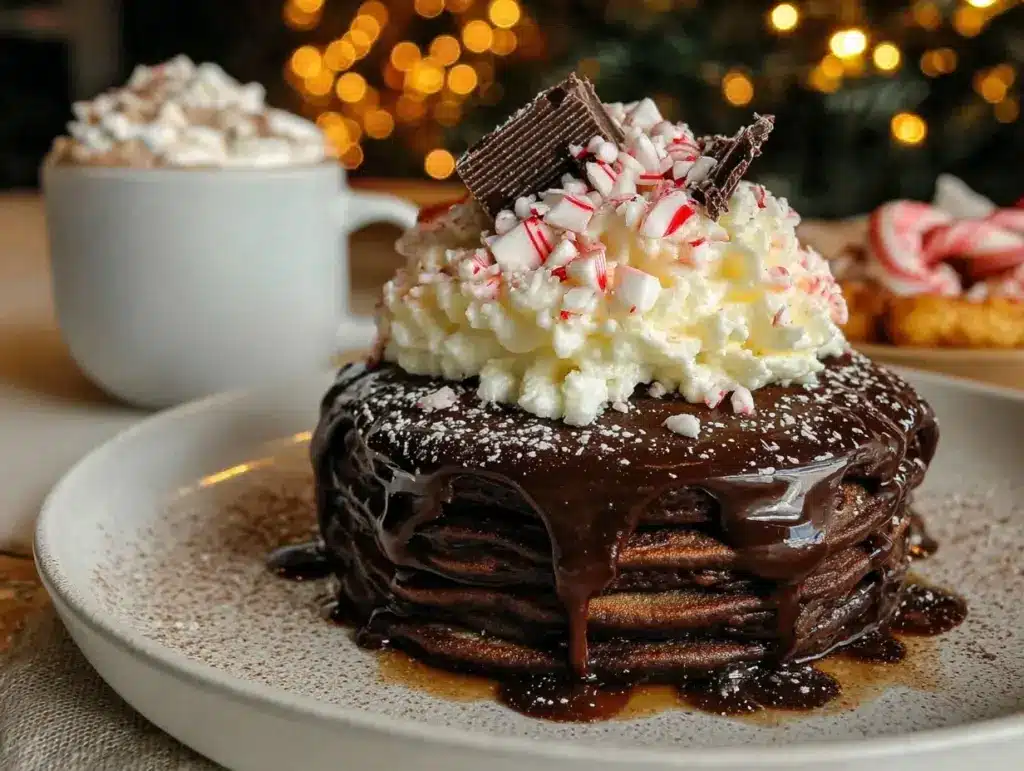 Peppermint Hot Chocolate Pancakes - featured image