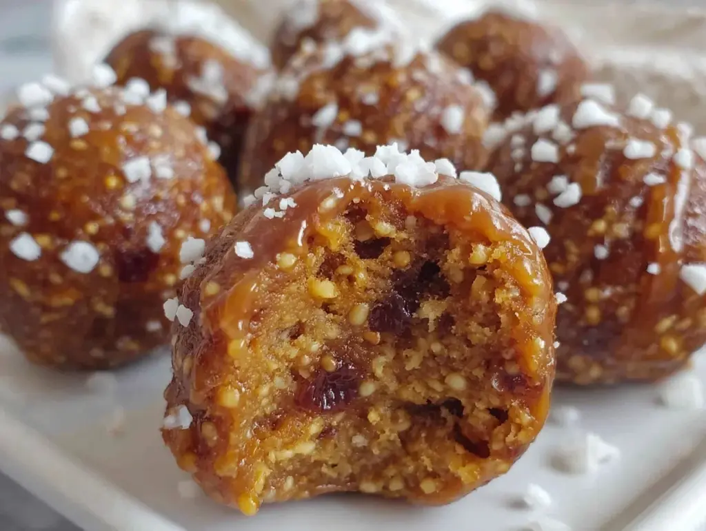 salted caramel apple energy balls - featured image