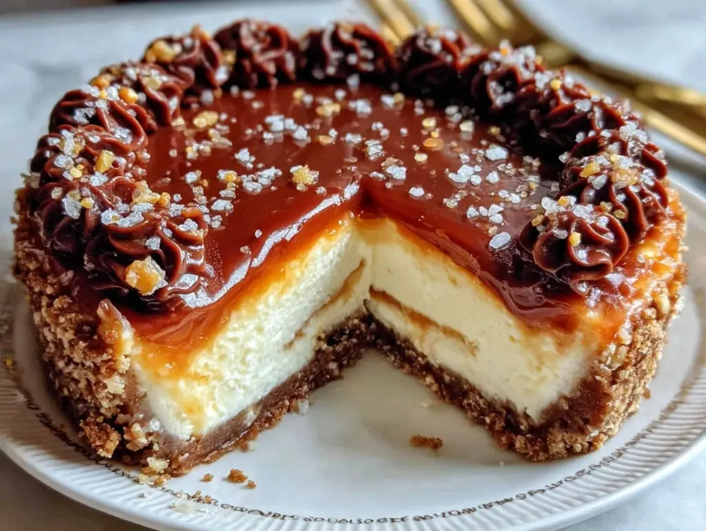 salted caramel cheesecake - featured image