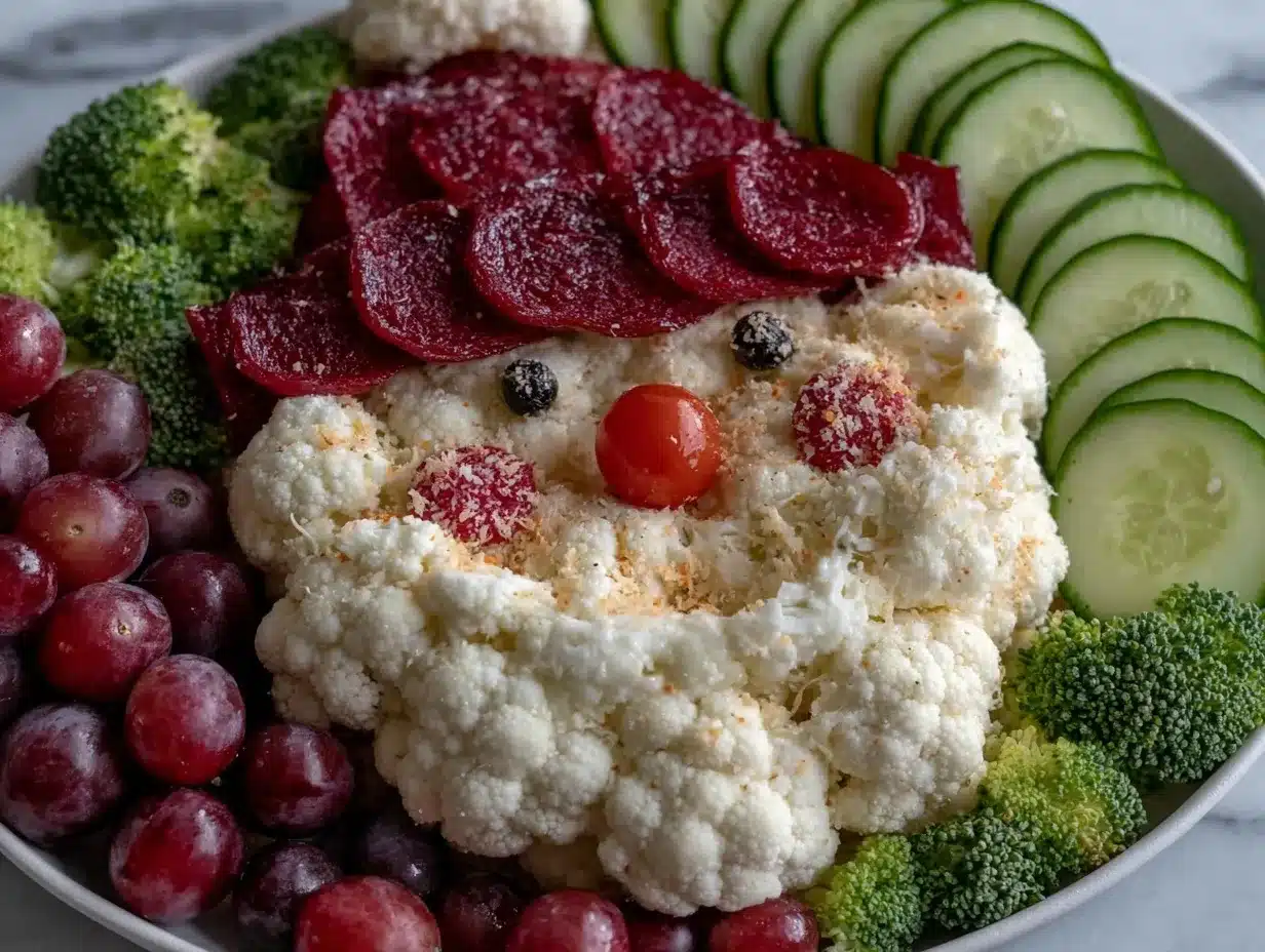 Santa vegetable tray preparation steps