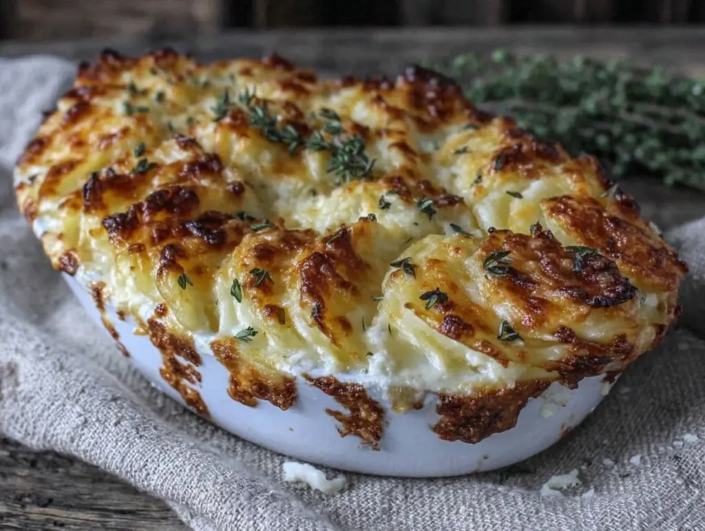 scalloped potatoes with gruyere and thyme - featured image