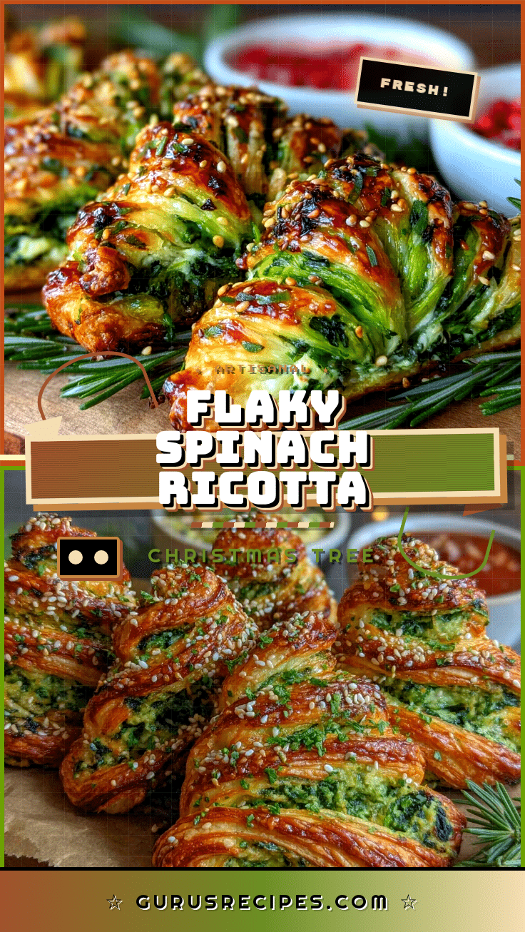 Spinach and ricotta puff pastry Christmas tree recipe