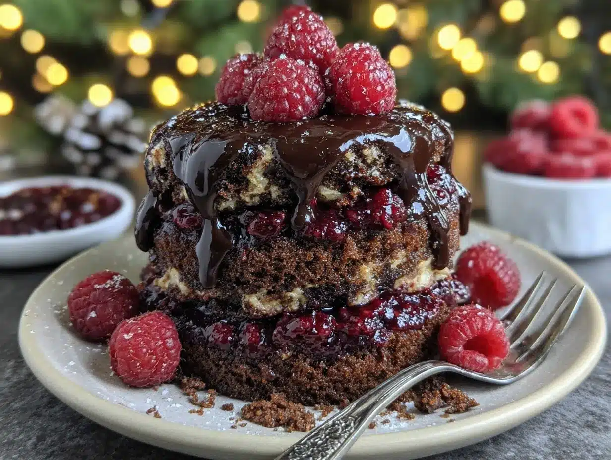 Triple Chocolate Raspberry Ganache Cake preparation steps