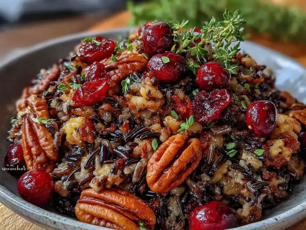 wild rice pilaf with cranberries and pecans - featured image