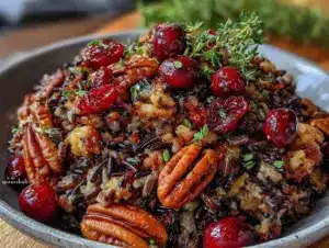 wild rice pilaf with cranberries and pecans - featured image