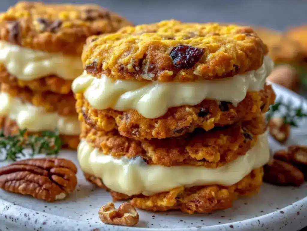 carrot cake cookies with cream cheese filling - featured image