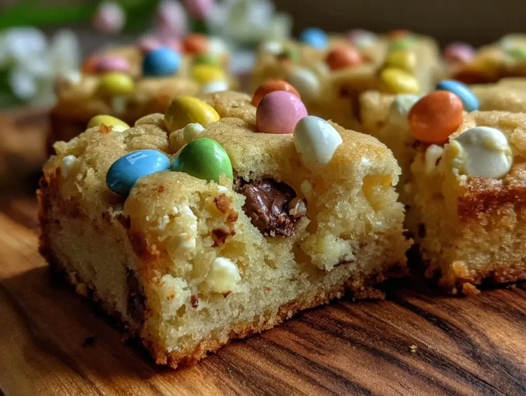 Chewy Easter M&M Cookie Bars - featured image