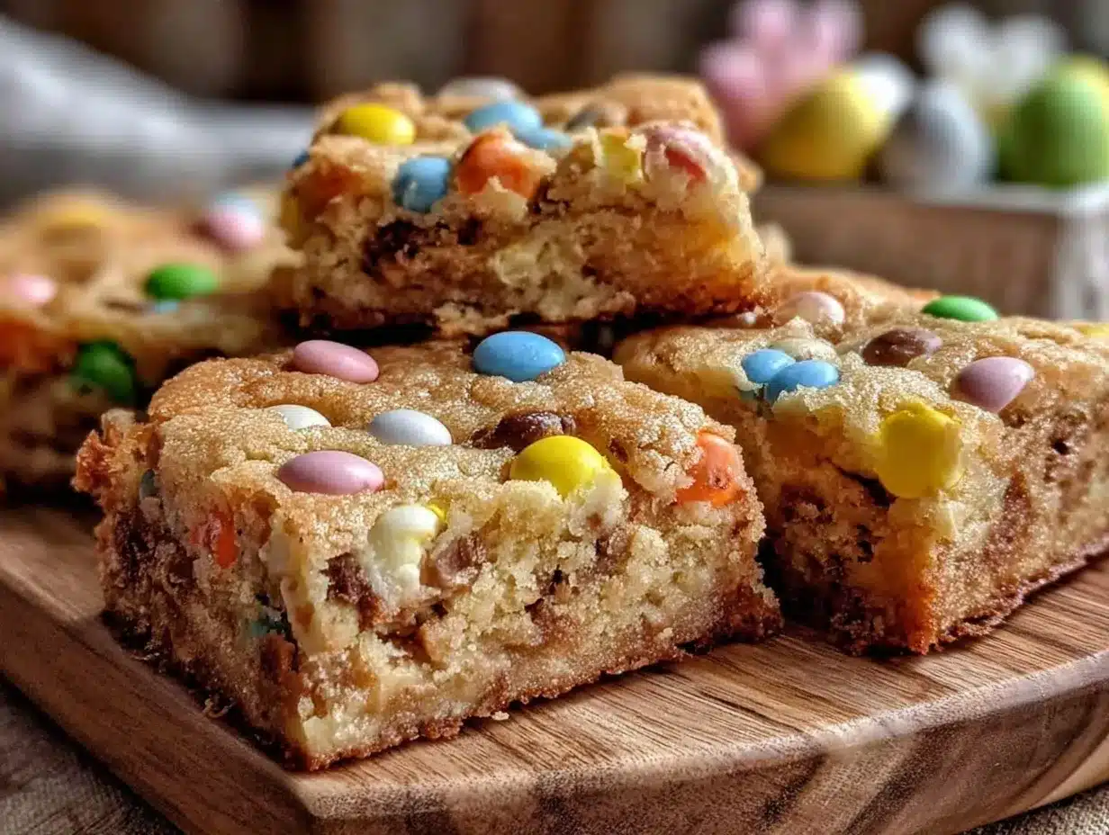 Chewy Easter M&M Cookie Bars preparation steps