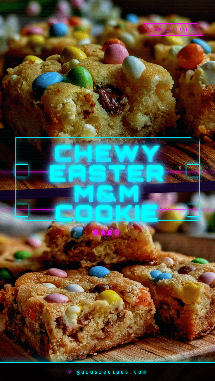 Chewy Easter M&M Cookie Bars recipe