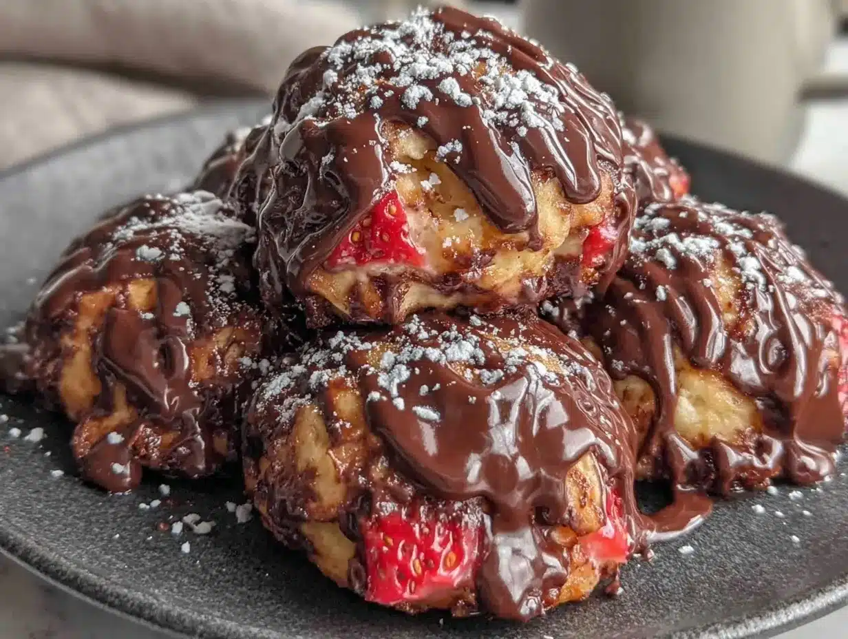 Chocolate-Covered Strawberry Biscuit Bombs preparation steps