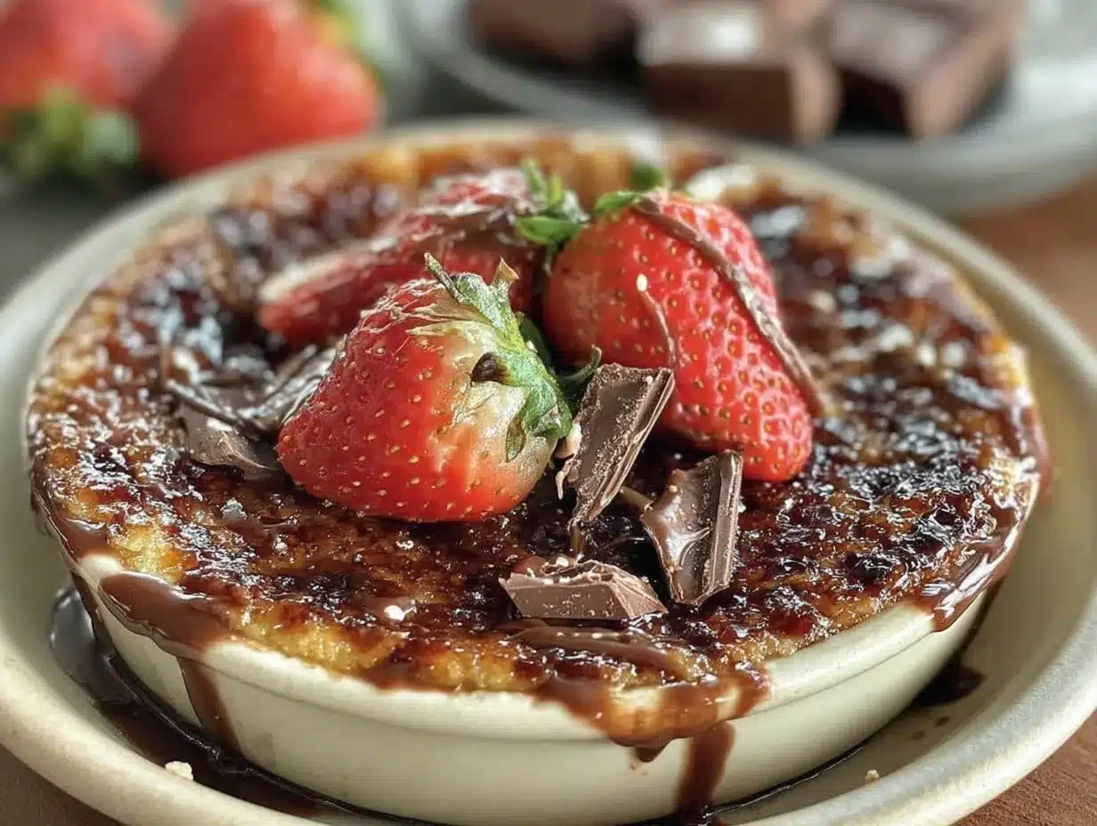 Chocolate-Covered Strawberry Crème Brûlée preparation steps