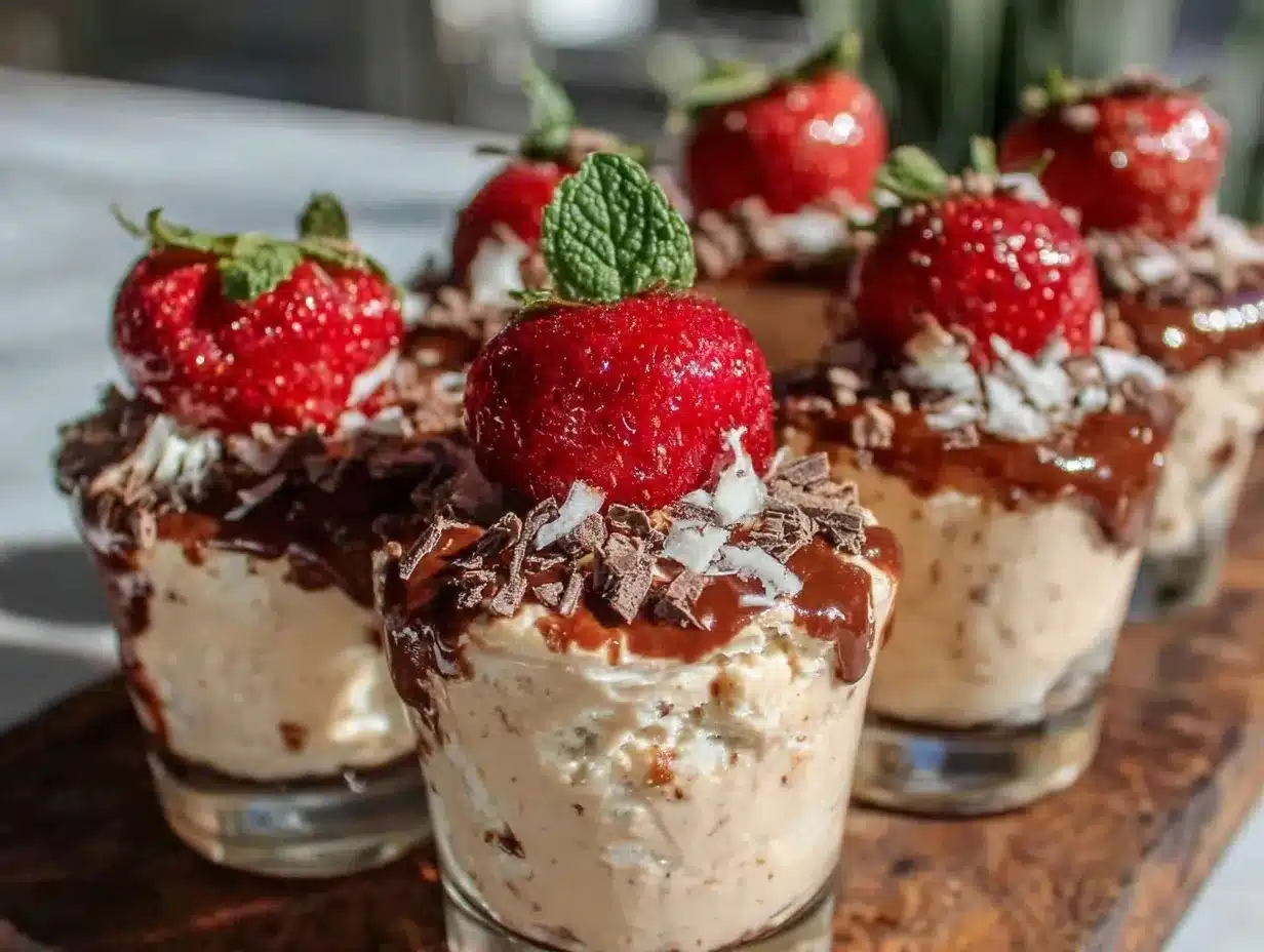 Chocolate-Covered Strawberry Mousse Shooters preparation steps