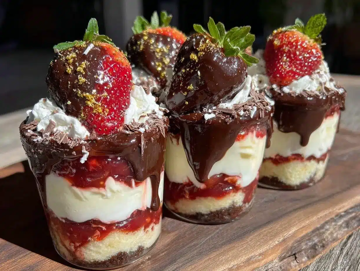 Chocolate-Covered Strawberry Parfait Cups preparation steps